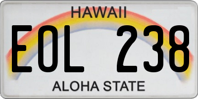 HI license plate EOL238