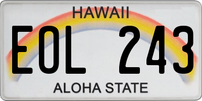 HI license plate EOL243