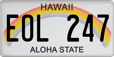 HI license plate EOL247