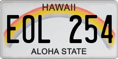 HI license plate EOL254