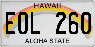 HI license plate EOL260
