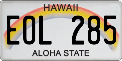 HI license plate EOL285