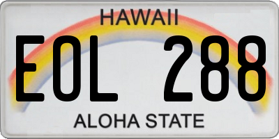 HI license plate EOL288