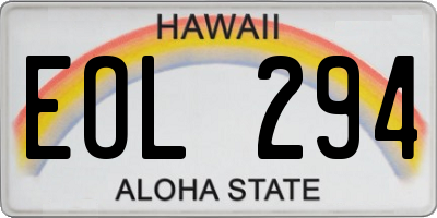 HI license plate EOL294