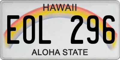 HI license plate EOL296