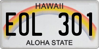 HI license plate EOL301