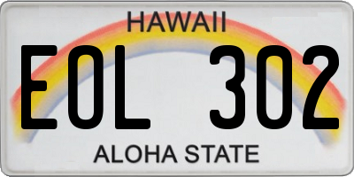 HI license plate EOL302