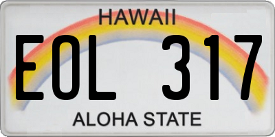 HI license plate EOL317