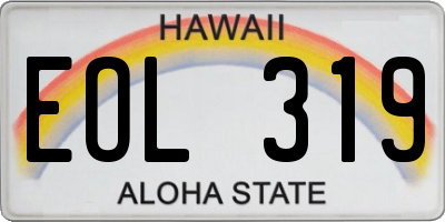HI license plate EOL319
