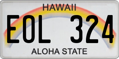 HI license plate EOL324