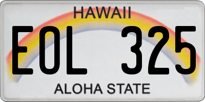 HI license plate EOL325