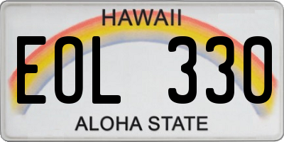 HI license plate EOL330