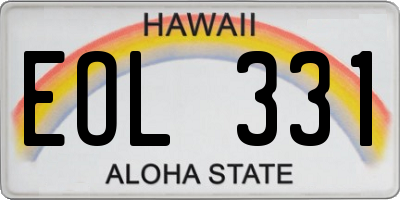 HI license plate EOL331