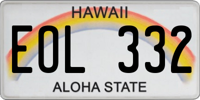 HI license plate EOL332