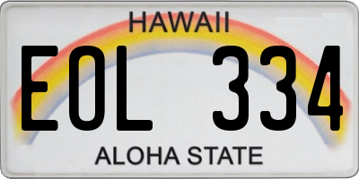 HI license plate EOL334