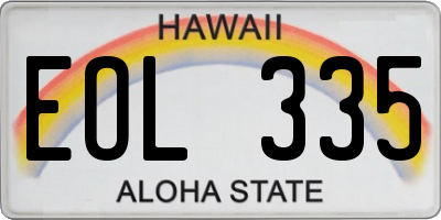 HI license plate EOL335