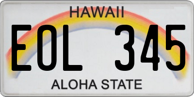 HI license plate EOL345