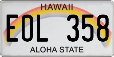 HI license plate EOL358