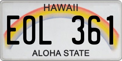 HI license plate EOL361