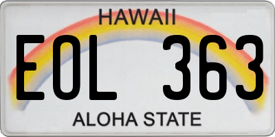 HI license plate EOL363