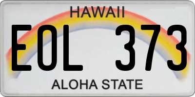 HI license plate EOL373
