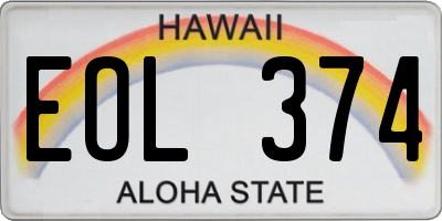 HI license plate EOL374