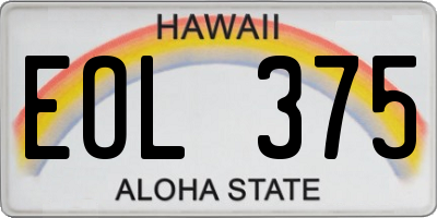 HI license plate EOL375