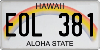 HI license plate EOL381