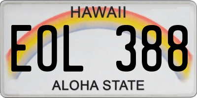 HI license plate EOL388