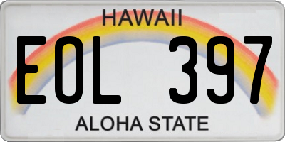 HI license plate EOL397