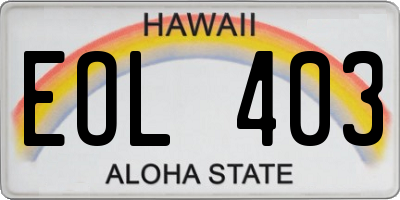 HI license plate EOL403