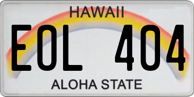 HI license plate EOL404