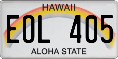 HI license plate EOL405