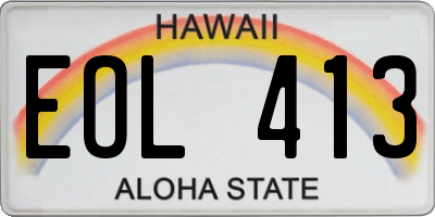 HI license plate EOL413