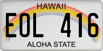 HI license plate EOL416