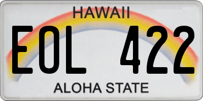HI license plate EOL422