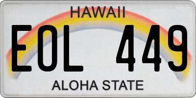 HI license plate EOL449