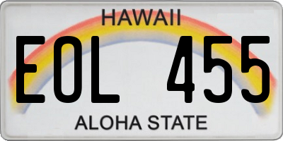 HI license plate EOL455