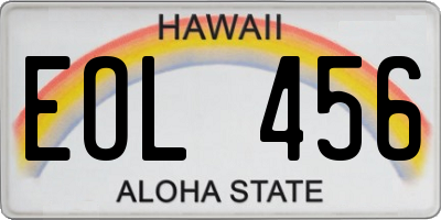 HI license plate EOL456