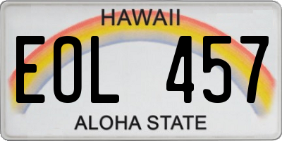 HI license plate EOL457