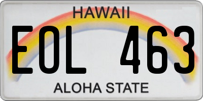 HI license plate EOL463