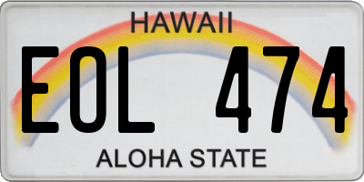 HI license plate EOL474