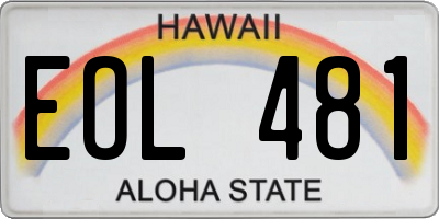 HI license plate EOL481