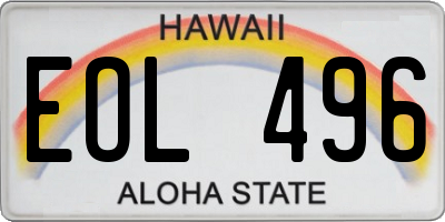 HI license plate EOL496
