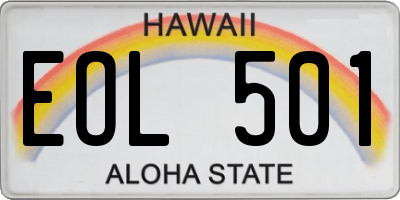 HI license plate EOL501