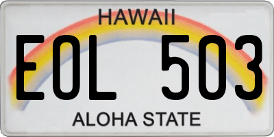 HI license plate EOL503
