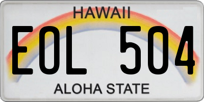 HI license plate EOL504