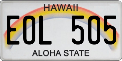HI license plate EOL505