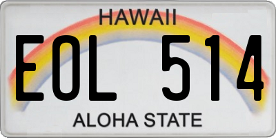 HI license plate EOL514