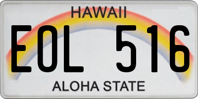 HI license plate EOL516